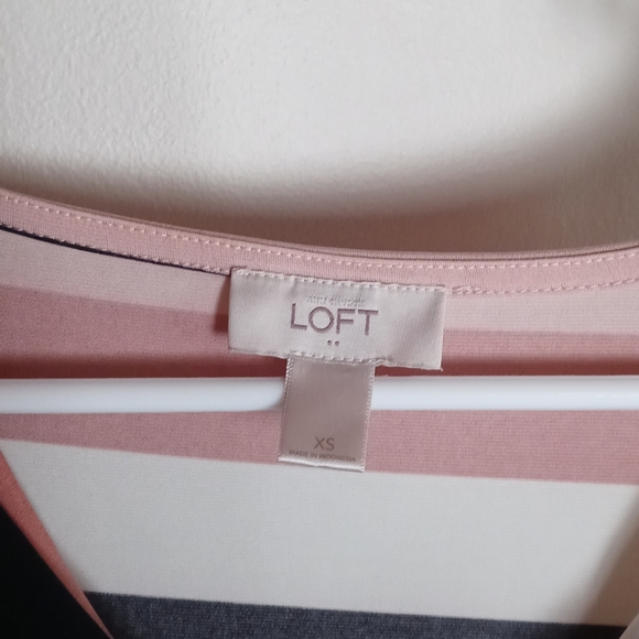 Ann Taylor Loft Pink Black Striped Dress - Picture 3 of 3